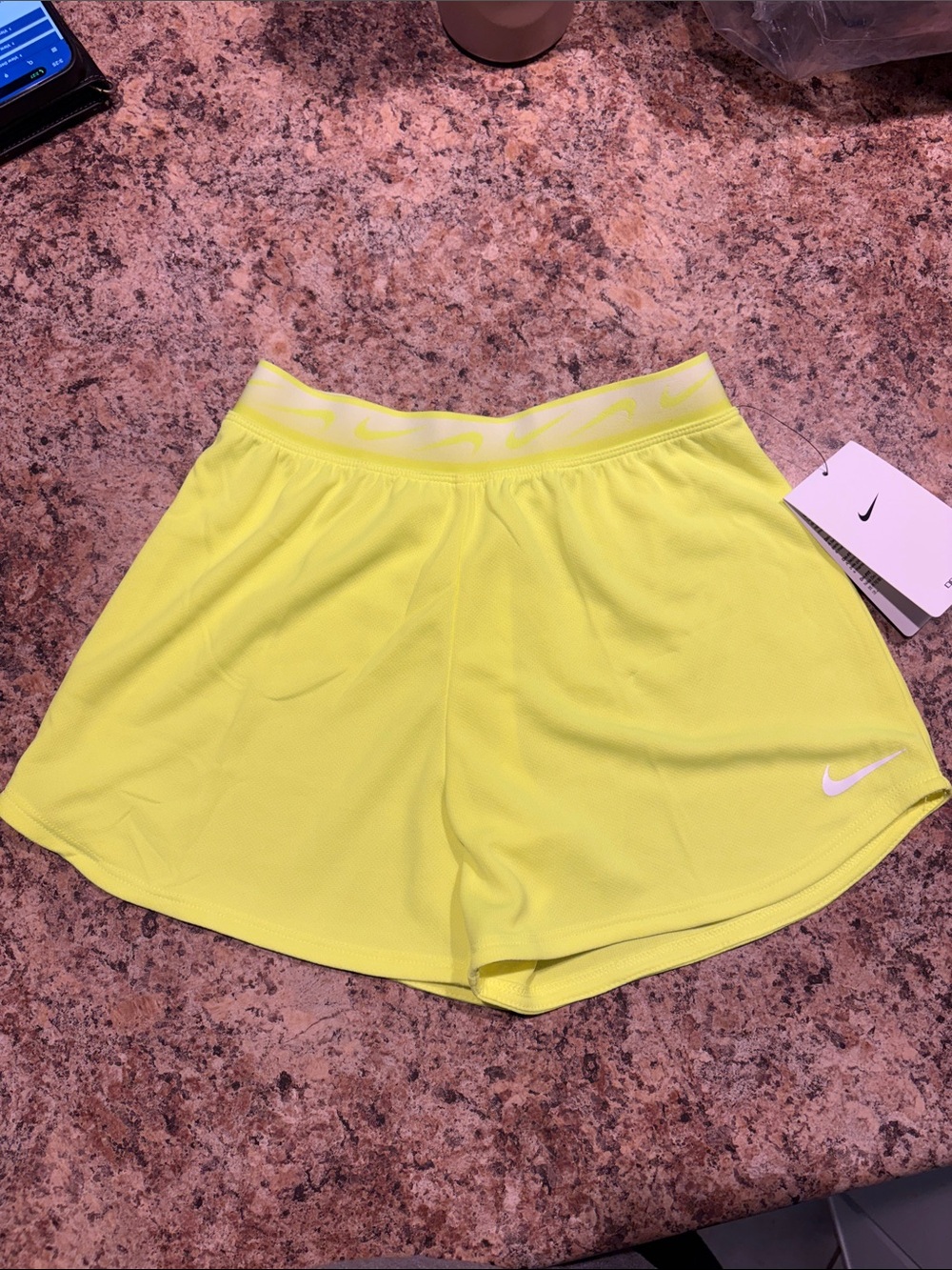 Nike  Neon Yellow Dri-FIT Athletic Shorts